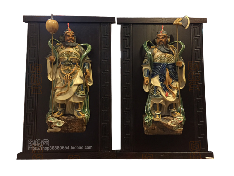 陶瓷摆件挂壁门神一对家宅风水摆设创意家居饰品墙面挂板石湾公仔