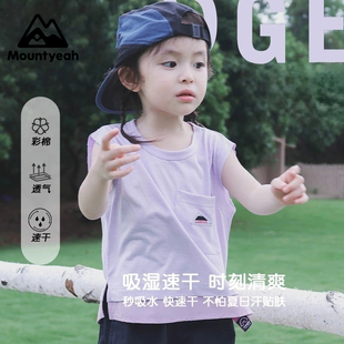 儿童休闲户外吸湿排汗无袖 山野有趣 新款 女童薄款 t恤 速干背心夏季