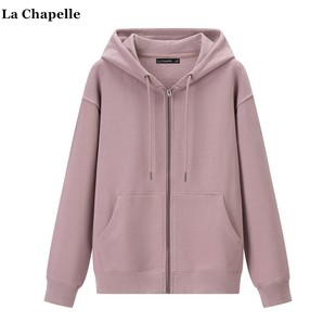 拉夏贝尔/La Chapelle连帽拉链卫衣外套女春秋新款慵懒风宽松开衫