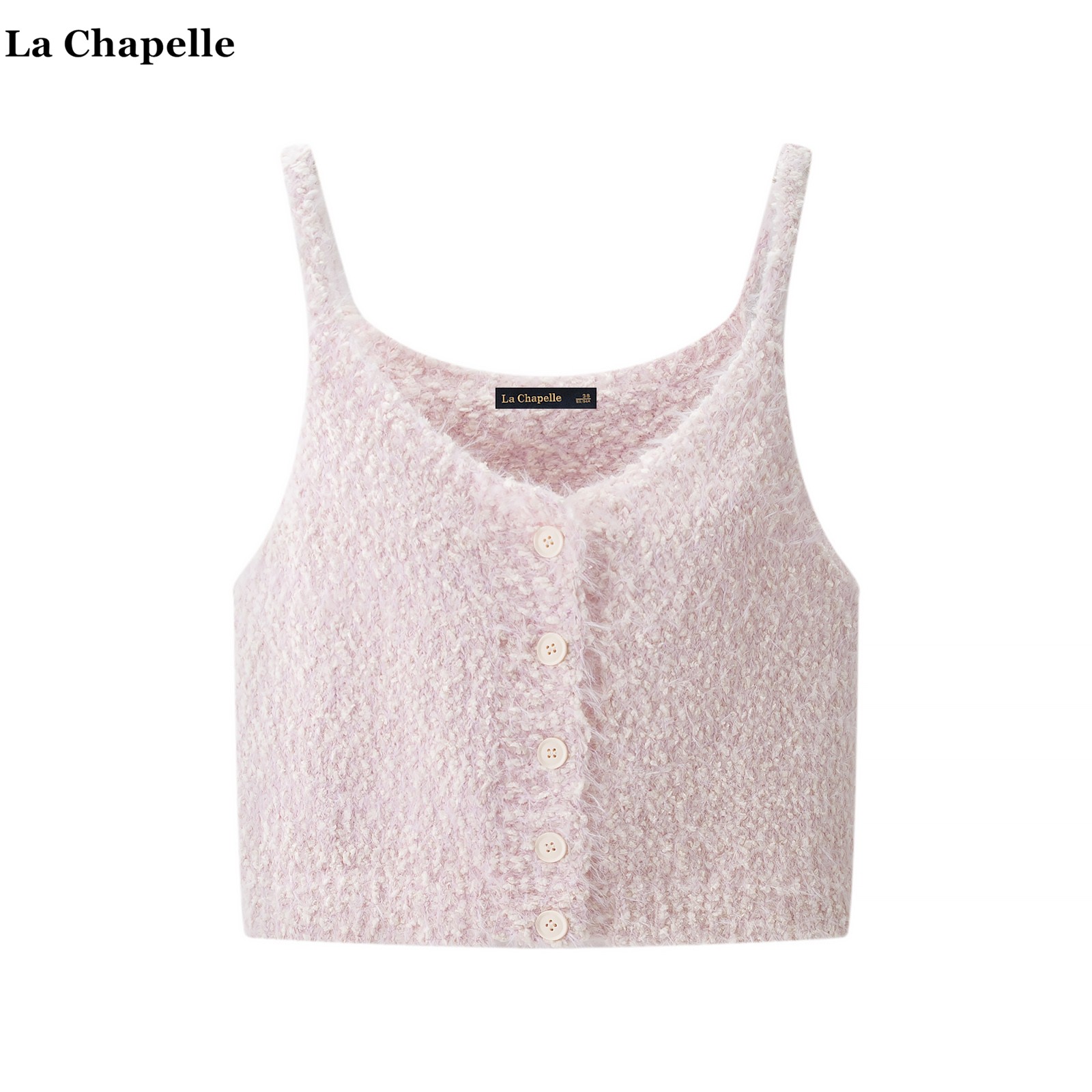 拉夏贝尔/La Chapelle洋气单排扣针织吊带开衫女外搭叠穿背心马甲