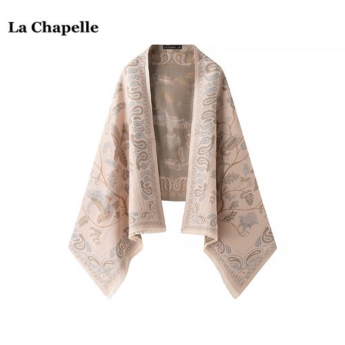 拉夏贝尔/La Chapelle空调房保暖围巾女春秋高级感民族风斗篷披肩