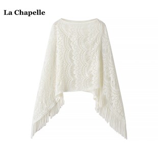 拉夏贝尔/La Chapelle软糯套头针织衫女春夏款民族风旅游斗篷披肩