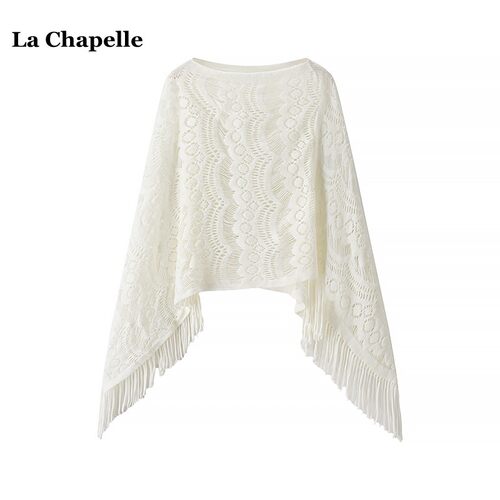 拉夏贝尔/La Chapelle软糯套头针织衫女春夏款民族风旅游斗篷披肩