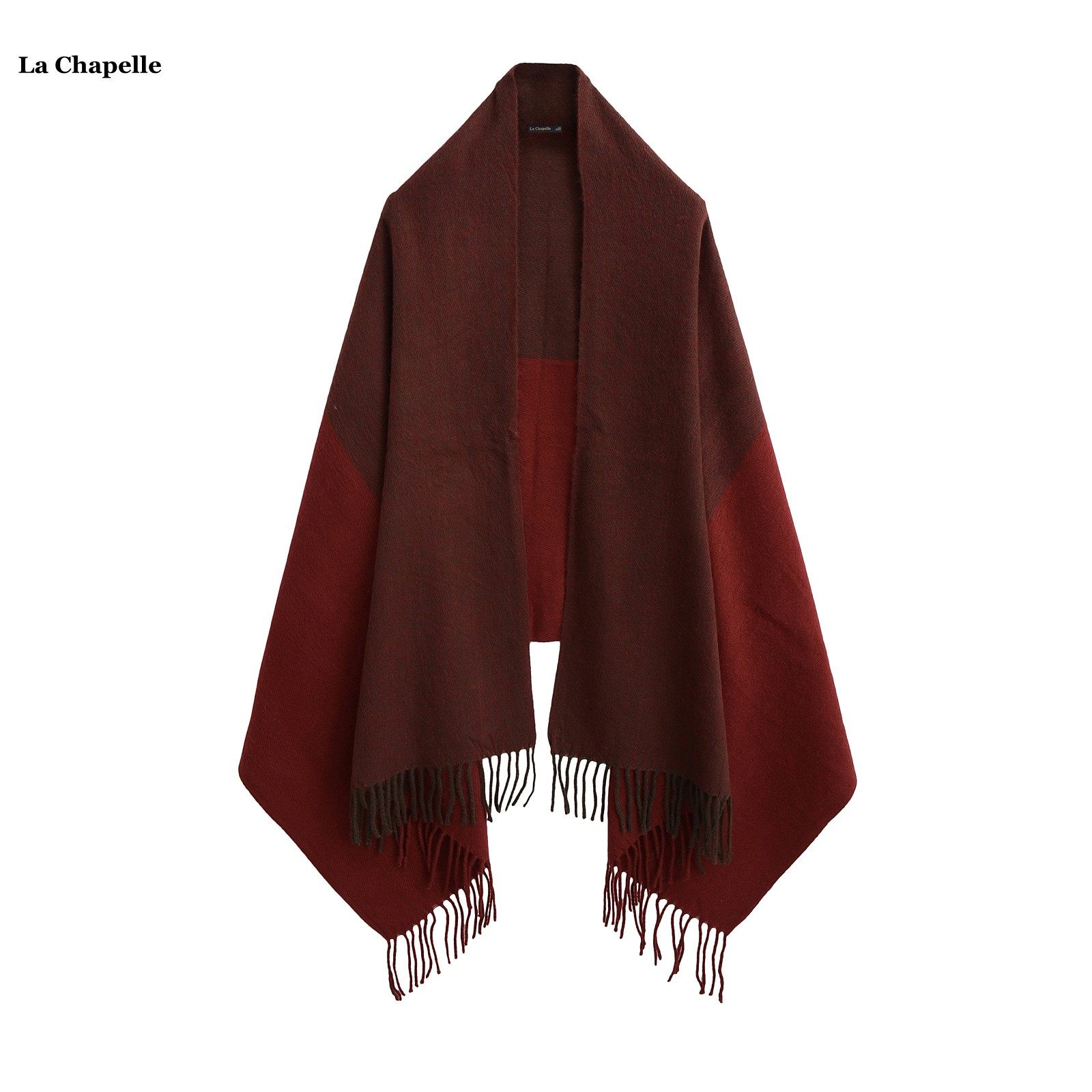 拉夏贝尔/La Chapelle时尚拼色保暖披肩外搭女秋冬新款渐变色围巾