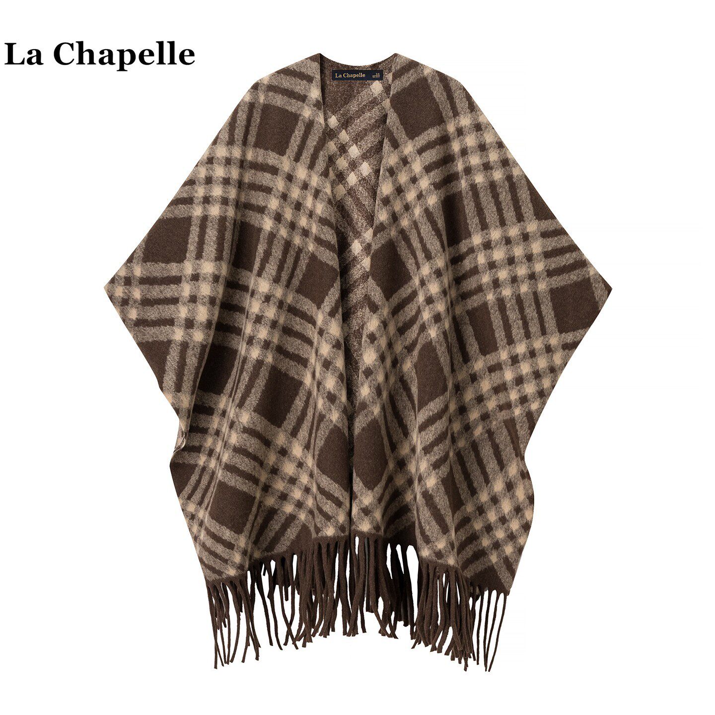 拉夏贝尔/La Chapelle慵懒风复古格纹披肩女秋冬新款外搭斗篷披风,女装/女士精品,毛针织衫,淘宝优惠券,粉丝福利购,淘宝优惠卷