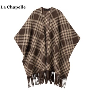 外搭斗篷披风 Chapelle慵懒风复古格纹披肩女秋冬新款 拉夏贝尔