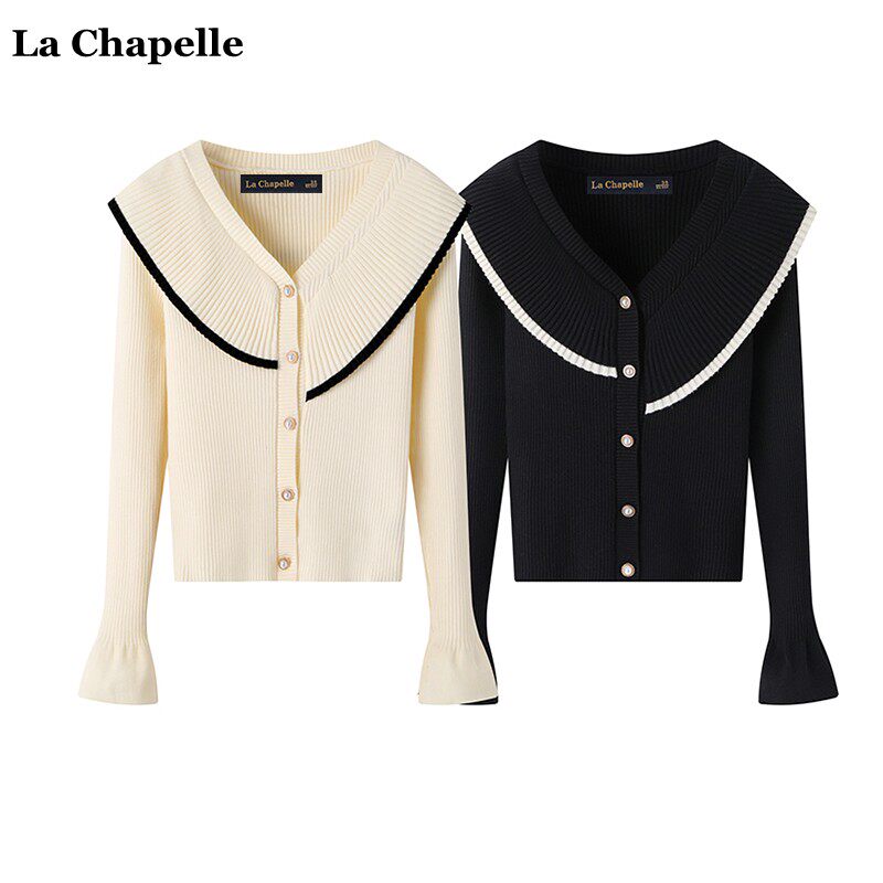 拉夏贝尔/La Chapelle荷叶领甜美气质针织衫女秋季新款喇叭袖毛衣高性价比高么？