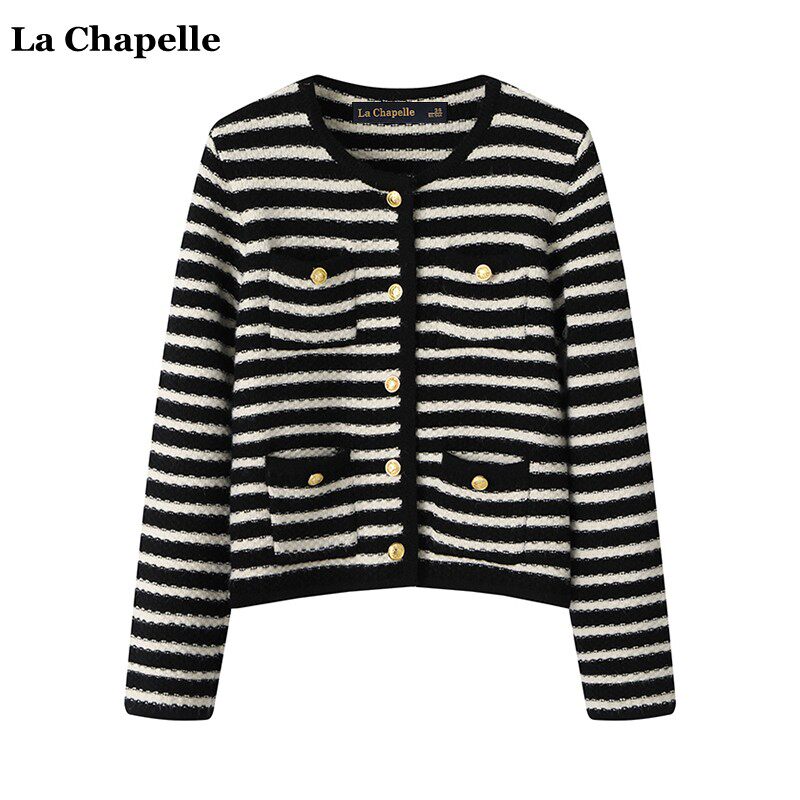 拉夏贝尔/La Chapelle韩版宽松条纹针织开衫女秋冬新款小香风毛衣使用感如何?