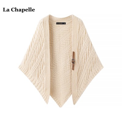 拉夏贝尔/La Chapelle秋冬外搭披肩针织开衫女网红保暖三角巾坎肩