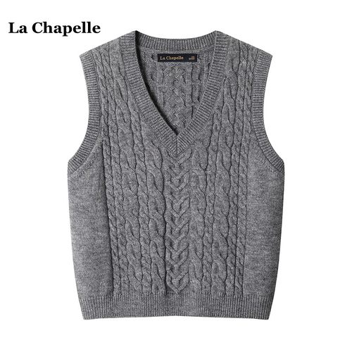 拉夏贝尔/La Chapelle韩系学院风减龄无袖针织衫秋叠穿百搭马甲女