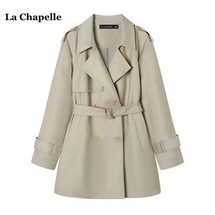 拉夏贝尔/La Chapelle秋季英伦风中长款卡其色风衣休闲宽松外套女