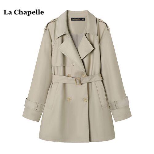 拉夏贝尔/La Chapelle秋季英伦风中长款卡其色风衣休闲宽松外套女