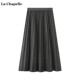 纯色毛呢百褶裙女韩版 Chapelle秋冬新款 A字裙半身裙 拉夏贝尔