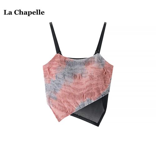 拉夏贝尔/La Chapelle纯欲不规则辣妹小吊带女夏季新短款性感上衣