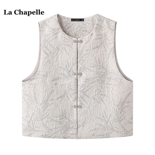 拉夏贝尔/La Chapelle国风新中式提花马甲女春秋新款气质外搭上衣
