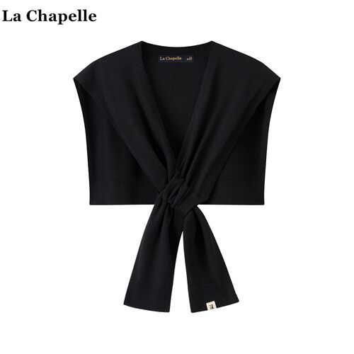 拉夏贝尔/La Chapelle韩系交叉款纯色针织披肩女春秋叠搭衬衫搭肩