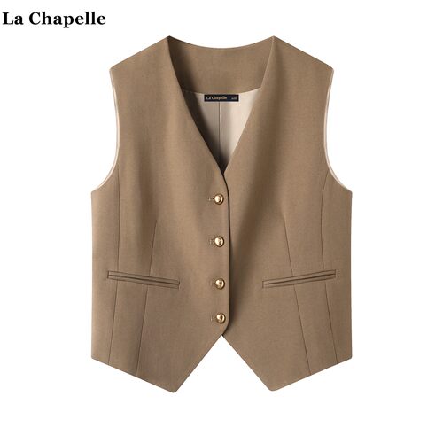 拉夏贝尔/La Chapelle老钱风百搭西装马甲背心女春秋新款无袖坎肩
