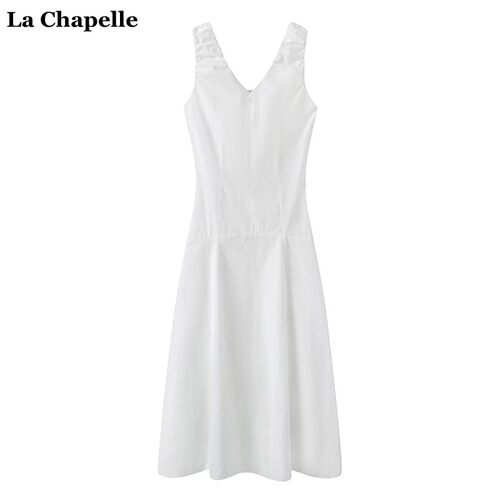 拉夏贝尔/La Chapelle纯欲风吊带连衣裙女夏季新款浪漫白色仙女裙