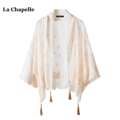 拉夏贝尔/La Chapelle新中式国风流苏披肩旗袍外搭提花开衫上衣女