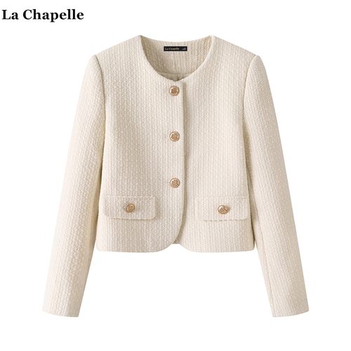 拉夏贝尔/La Chapelle法式小香风外套女秋冬新款名媛气质夹克上衣