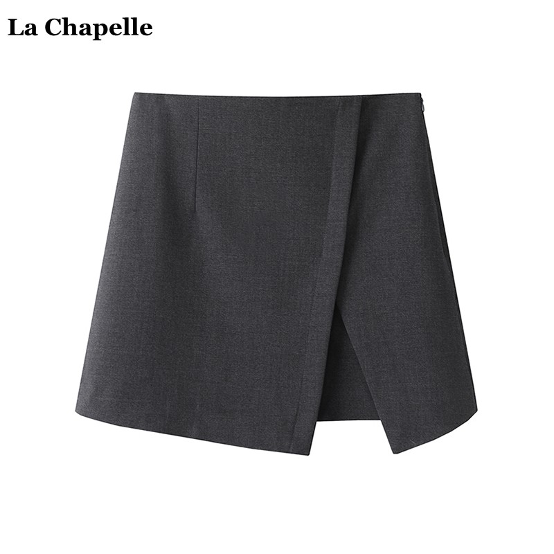 拉夏贝尔/La Chapelle秋季新款韩版不规则高腰半身裙女包臀裙短裙