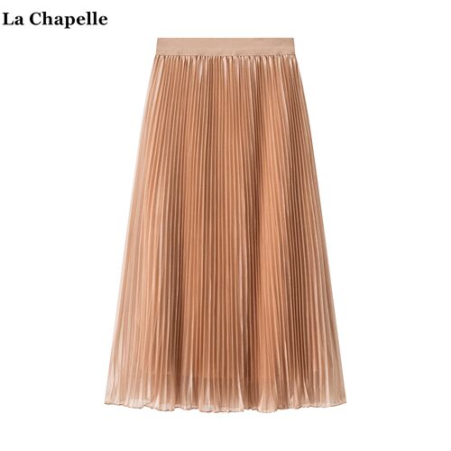拉夏贝尔/La Chapelle网纱亮片百褶裙女设计感百搭显垂感半身裙