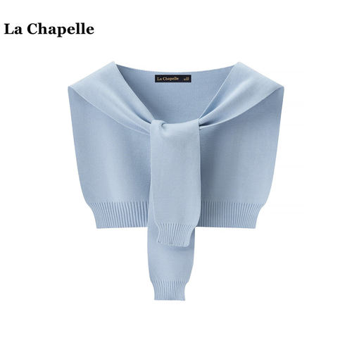 拉夏贝尔/La Chapelle纯色针织披肩搭配衬衫女秋冬空调房搭肩围巾