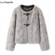 Chapelle小香风牛角扣毛毛外套女秋冬新款 拉夏贝尔 高级感上衣