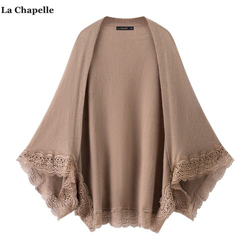 拉夏贝尔/La Chapelle高级感外搭蕾丝花边针织披肩女软糯斗篷开衫