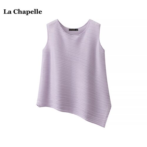 拉夏贝尔/La Chapelle法式气质褶皱无袖吊带背心女夏季高级感上衣
