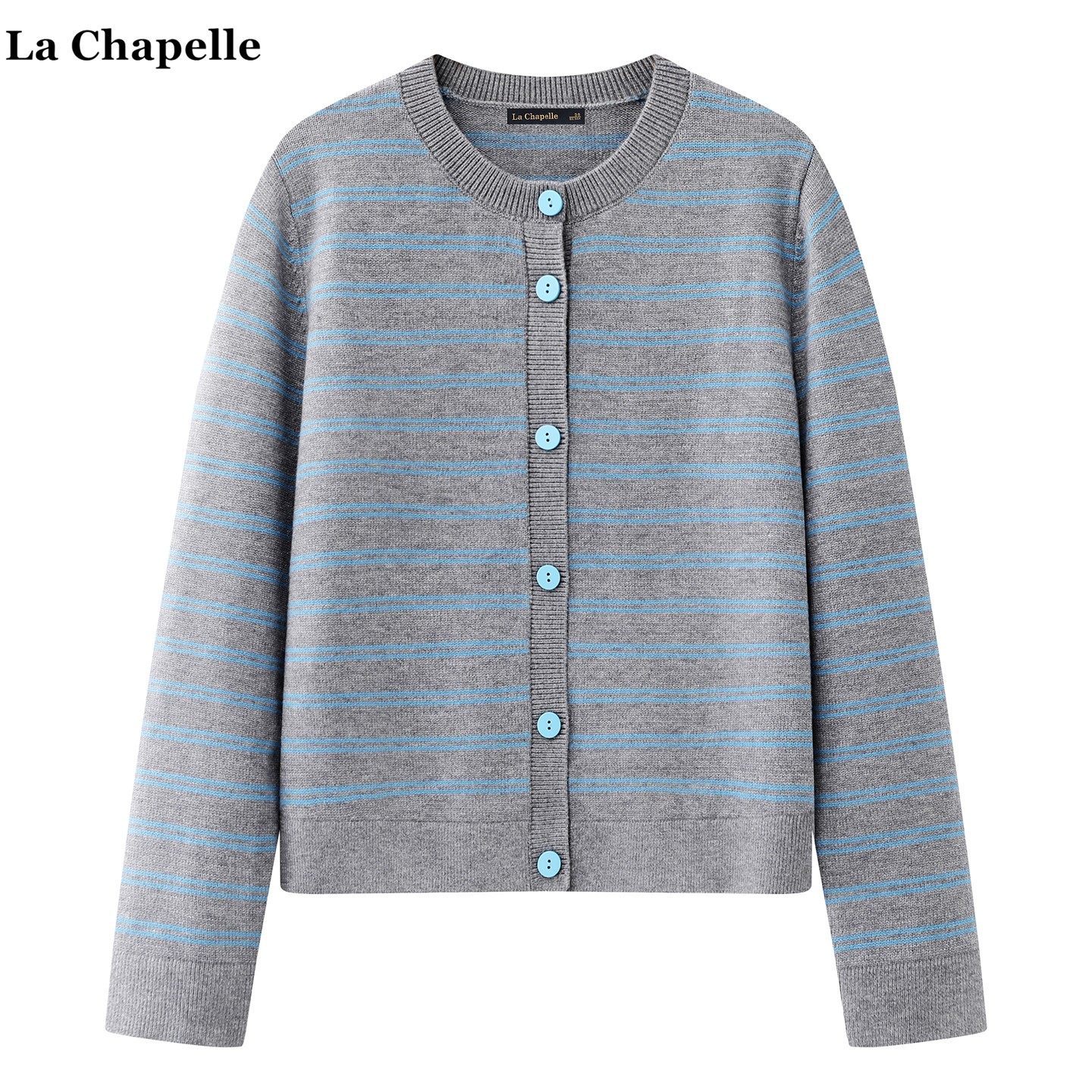 拉夏贝尔/La Chapelle撞色条纹针织开衫女秋冬新款小香风毛衣外套,女装/女士精品,毛针织衫,淘宝优惠券,粉丝福利购,淘宝优惠卷