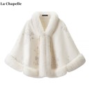 国风印花斗篷披风女加绒加厚毛领披肩 Chapelle新中式 拉夏贝尔