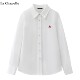Chapelle春季 新款 拉夏贝尔 小马刺绣白色衬衫 女通勤风气质衬衣