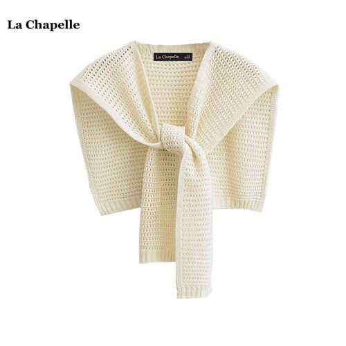 拉夏贝尔/La Chapelle纯色针织镂空小披肩女春季衬衫外搭韩版坎肩