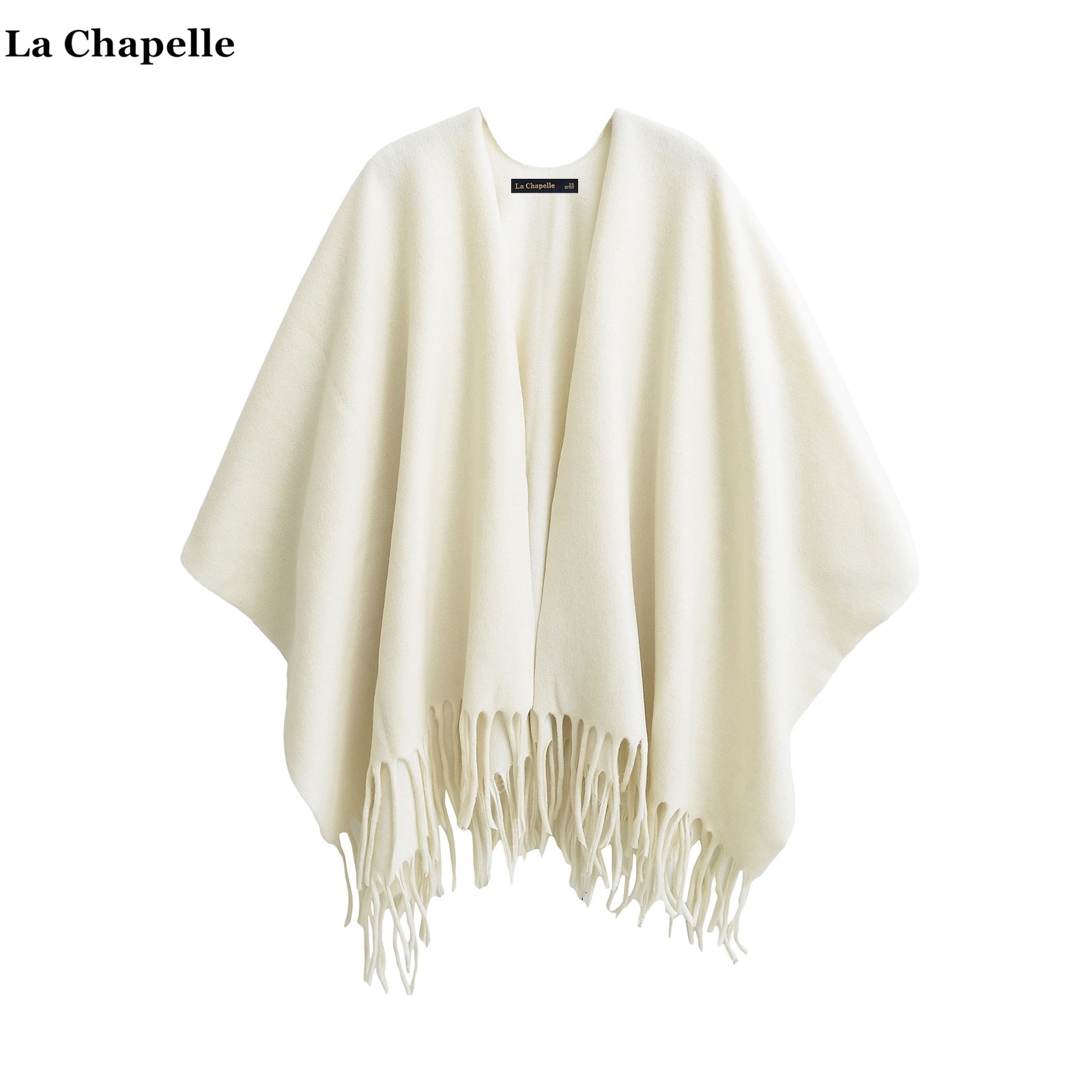 拉夏贝尔/La Chapelle秋冬新款加厚针织披肩女高级感纯色斗篷开衫