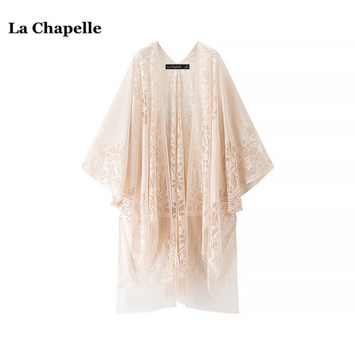 拉夏贝尔/La Chapelle新中式镂空流苏披肩女春夏薄款外搭披肩开衫