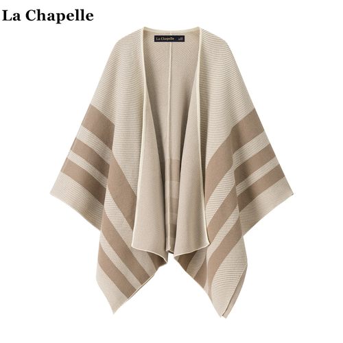 拉夏贝尔/La Chapelle高级感外搭针织披肩女秋季新款旅游斗篷围巾