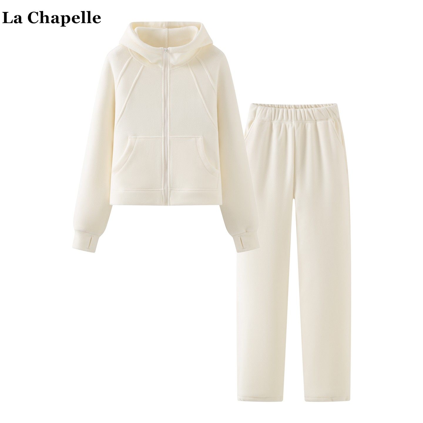 拉夏贝尔/La Chapelle冬季新款加绒加厚卫衣宽松休闲裤运动套装女,女装/女士精品,时尚套装,淘宝优惠券,粉丝福利购,淘宝优惠卷