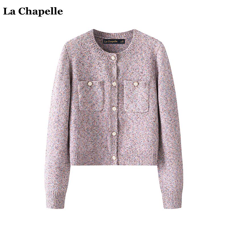 拉夏贝尔/La Chapelle秋冬新款小香风针织开衫女圆领花纱毛衣外套属于什么档次？