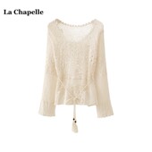 小众镂空针织衫 Chapelle法式 女夏季 新款 上衣 拉夏贝尔 百搭长袖