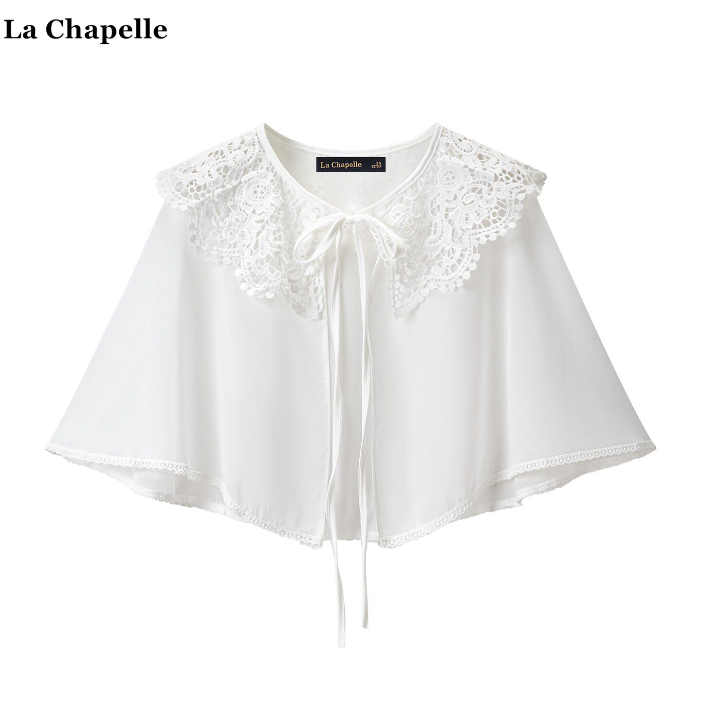 拉夏贝尔/La Chapelle蕾丝花边假领子斗篷女雪纺改良披肩外搭披风