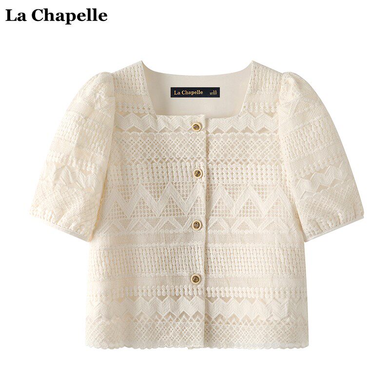 拉夏贝尔/La Chapelle夏季法式方领泡泡袖短袖衬衫女镂空蕾丝小衫使用感如何?