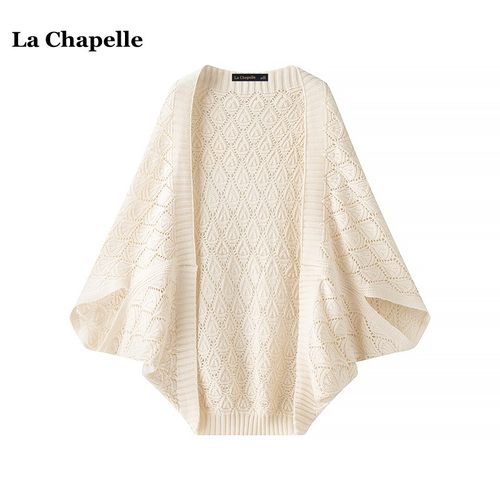 拉夏贝尔/La Chapelle秋季新款镂空针织披肩女空调房旗袍外搭开衫