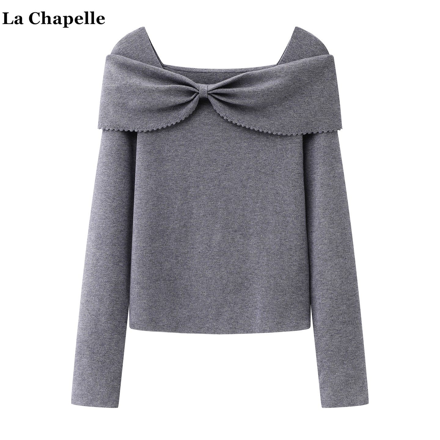拉夏贝尔/La Chapelle韩系甜美蝴蝶结毛衣女春季新款一字肩针织衫,女装/女士精品,毛针织衫,淘宝优惠券,粉丝福利购,淘宝优惠卷