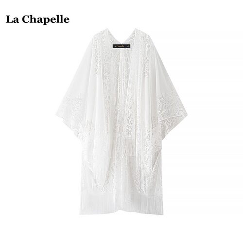 拉夏贝尔/La Chapelle高级感薄款外搭披风女春夏蕾丝镂空防晒开衫