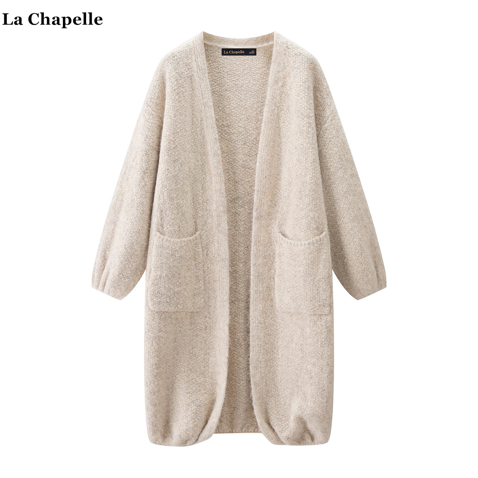 拉夏贝尔/La Chapelle慵懒风灯笼袖毛衣外套女中长款宽松针织开衫