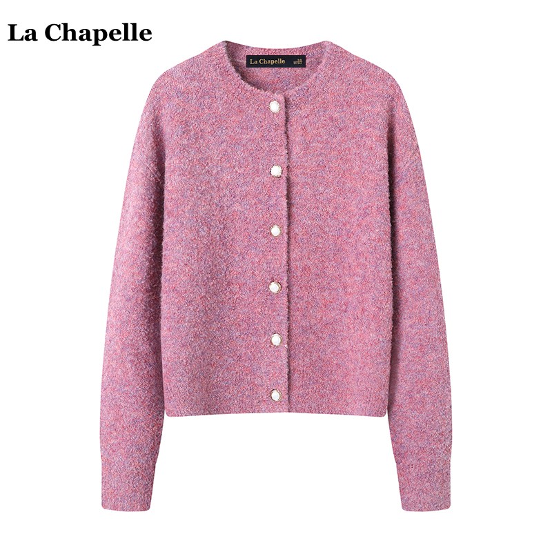 拉夏贝尔/La Chapelle秋冬新款韩版甜美气质慵懒风毛衣女针织开衫