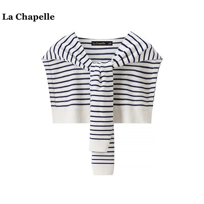 拉夏贝尔/La Chapelle高级感条纹针织披肩女洋气外搭衬衫搭肩围巾