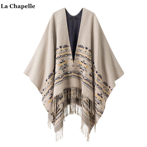 拉夏贝尔/La Chapelle波西米亚民族风双面斗篷披肩女旅游外搭披风