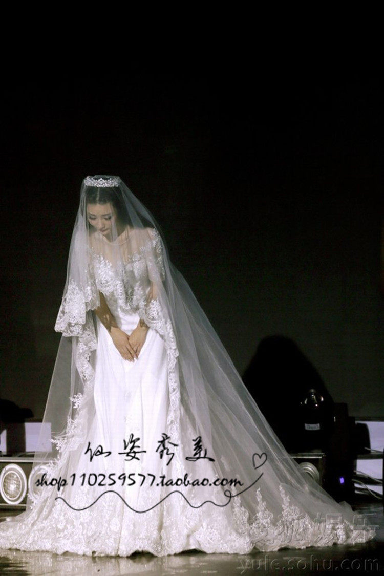 韩式新款新娘结婚柳岩硬纱婚纱